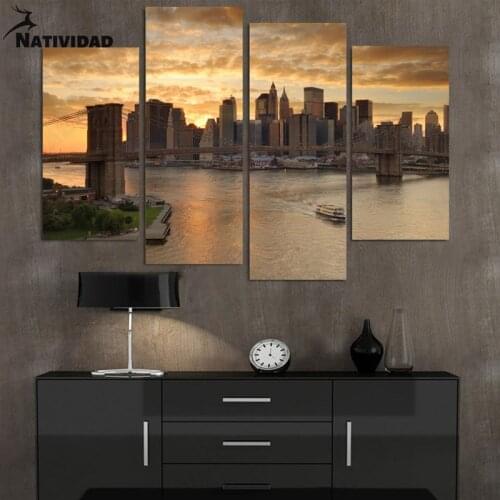 Twilight Sunset European Architecture Bridge Poster Modern Bedroom Home Bedroom Decoration Canvas Painting Art Wall Stickers