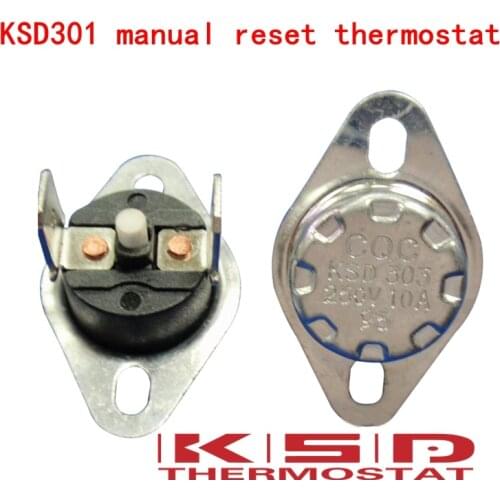 5pcs KSD301/KSD303 90C 90 Degrees Celsius Manual reset Thermostat Normally closed (NC) Temperature switch Temperature control