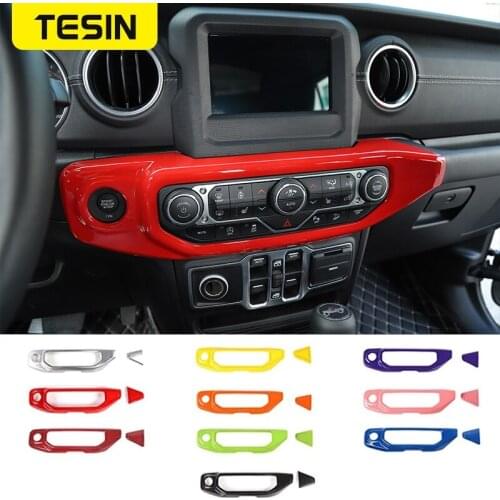 TESIN ABS Car Center Control Air conditioning Panel Cover for Jeep Wrangler JL 2018+ Car Accessories for Jeep Gladiator JT 2018