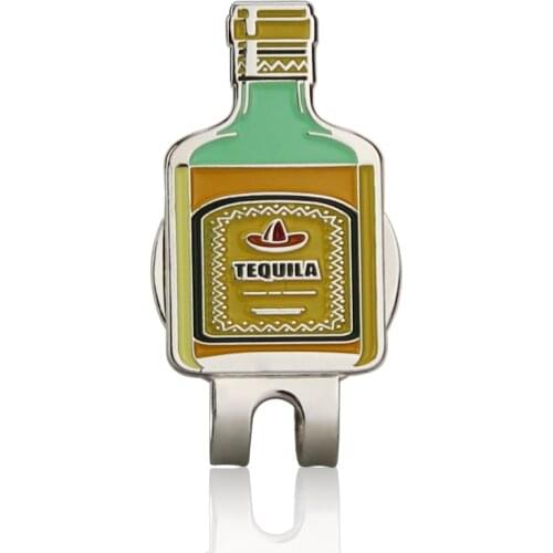 Pack 2 Pcs Tequila Bottle Golf Ball Mark w Magnetic Golf Hat Clip New Exotic Design Golf Marker Training Aids Drop Ship