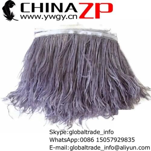 Leading Supplier CHINAZP Factory 20yards/lot Selected Top Quality Dyed Grey Ostrich Feather Fringe Trim