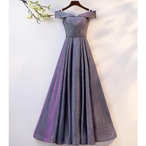 JIN IS YARN Evening Dress 2019 New Style A Line Boat Neck Long Formal Dress Evening Party Dresses Lace-Up Back Evening Gown