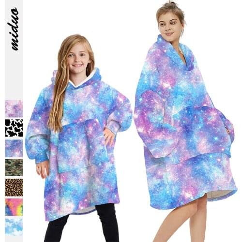 Winter Thickening Starry Sky Digital Printing Parent-child Can Wear Winter Thick Warm Hooded Sweater on Both Sides