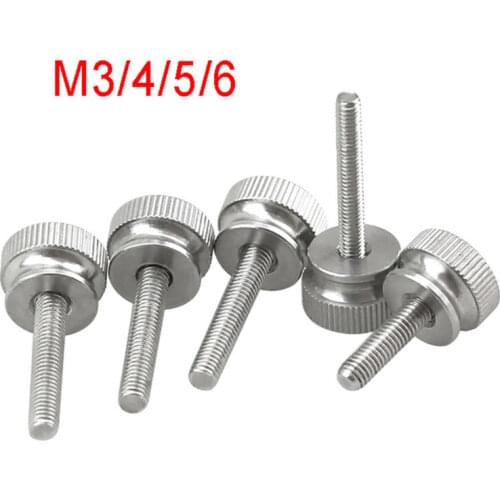 1Pcs M3 M4 M5 M6 High Head Knurled Thumb Screws Stainless Steel Hand Tighten Adjustment Screw Bolts