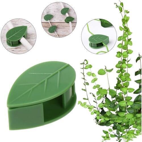 10pcs Clamp Clip Leave Shape Sticky Hook Rttan Fixed Plant Support Creative Bracket Plant Stent Wall Climbing Garden Supplies