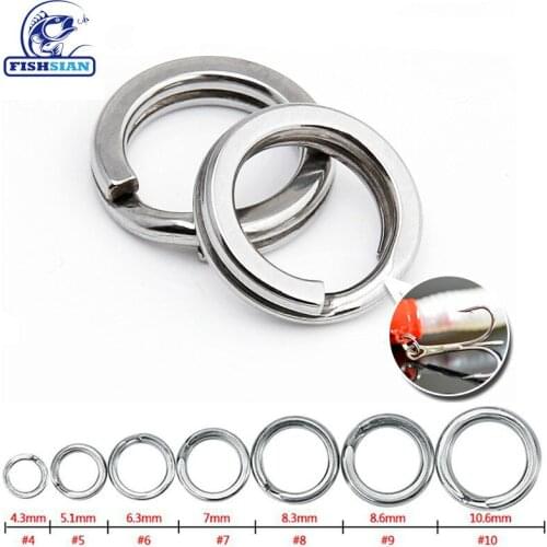 100pcs Fishing Split Rings Hard Bait Silver Stainless Steel 4-12MM Double Loop Split Open Carp Tool Fishing Accessories tackle
