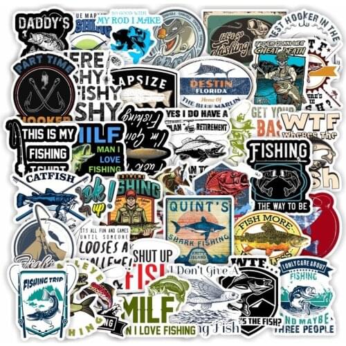 100PCS Cartoon Sea Fishing Outdoor Fisherman Stickers for Laptop Guitar Motorcycle Luggage Skateboard Bike Waterproof Sticker