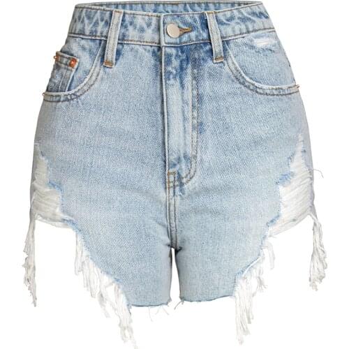 2021 Summer High Waist Thin Sexy Shorts Mini Short Irregular Burrs Jeans Shorts