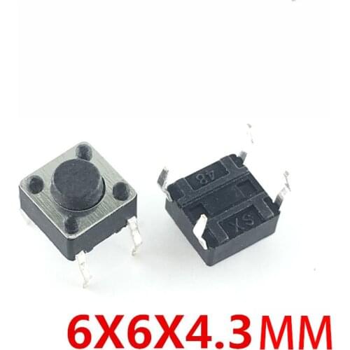 50pcs/lot 6x6x4.3MM 4PIN G89 Tactile Tact Push Button Micro Switch Direct Plug-in Self-reset DIP Top Copper Free Shipping