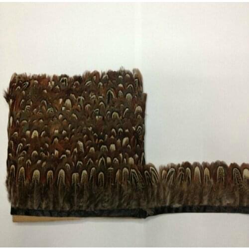 Free Shipping 2yards/lot Natural Ringneck Pheasant Feathers Fringe Trim Ribbon Plumages