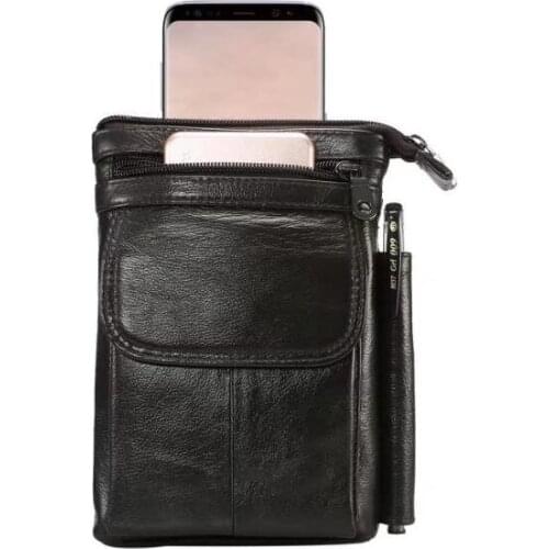 Genuine Cow Leather Hook Loop Clip Shoulder Belt Phone Case For Huawei P9 P10 Plus Honor 8 9 10 Lite,Y9(2019),Y3 Y5 Y6 Y9(2018)