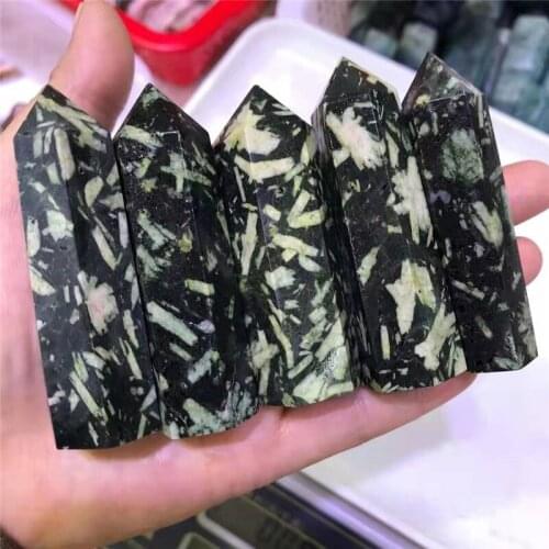 Home Decor Wand Natural Chrysanthemum stone Healing Quartz tower Crystal Point Energy Stones Mineral