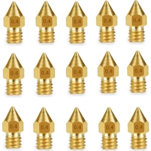 3D Printer Extruder Makerbot Mk8 Pointed Brass Nozzle Surface Engraving Consumables Head 15/30pcs/Set
