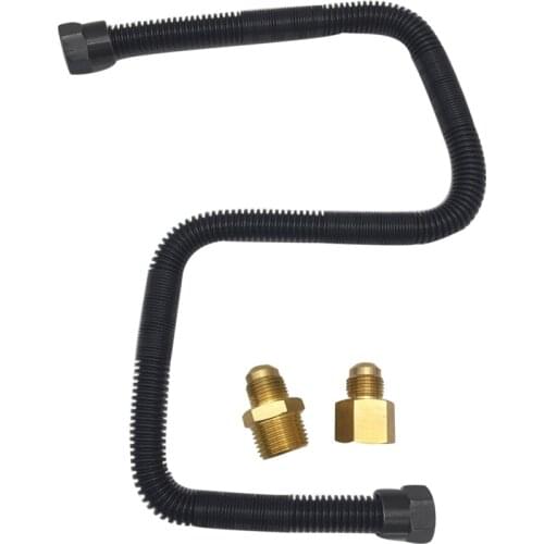 Non-Whistle 304 Stainless Steel Flexible Flex Gas Line for LPG and NG Fire Pit Hose Connection Kit in 24" Length Bellows