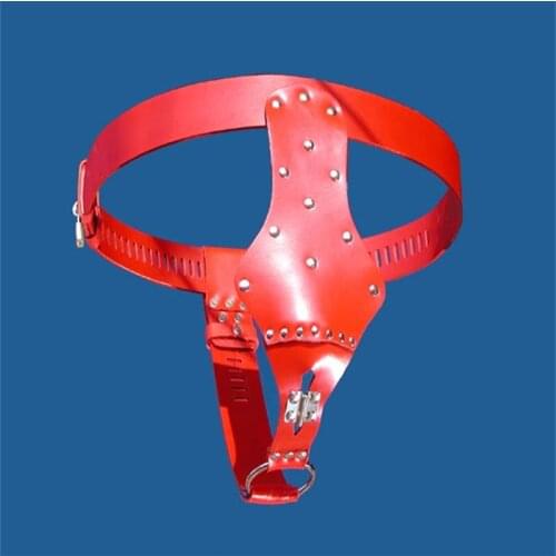 Leather female Chastity belt device underwear body restraint harness bondage with cock ring adult fetish sex game toy for women