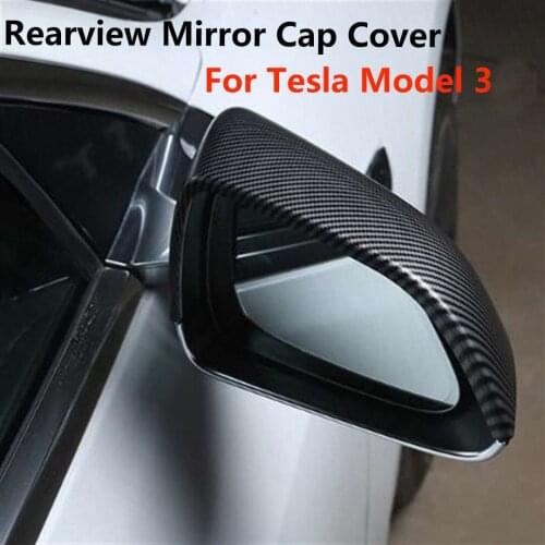 Matte Carbon fiber back electroplate For Tesla Model 3 Sides Decoration Rearview Mirror Cap Cover accessories