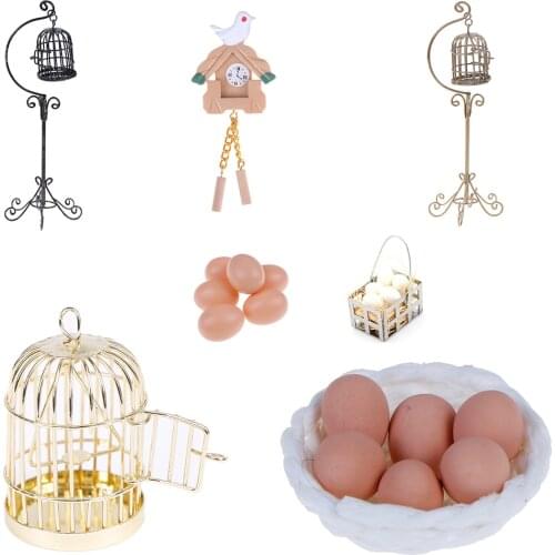 1:12 Mini Dollhouse Metal Bird Cage Model With Holder Doll House Miniature Decorations Modern Home Room Crafts Children Toys