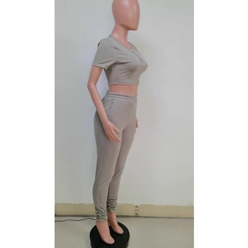 2021 women joggers sets fall clothing outfits two piece stacked pants set crop tops