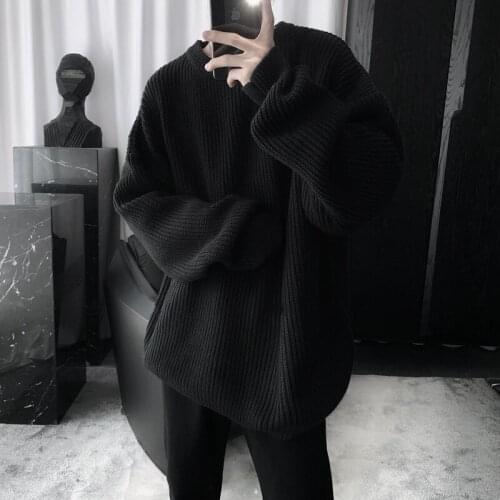 Fashion Autumn Winter Mens Knitted Sweater Pullovers Women Couple Loose Solid Color O-Neck Sweaters Top Clothes