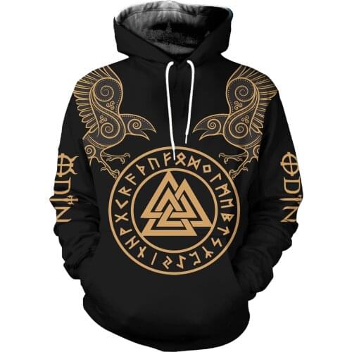 CeThe Symbol of Odin 3D Hoodie 2021 Men Sweatshirt Streetwear Oversize Casual Zip Pullover Harajuku Hoodie Ropa Hombre