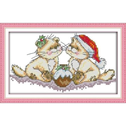 Everlasting Love Lovely Christmas Cats Ecological Cotton Chinese Cross Stitch Kits Counted Stamped 14CT11CT New Sales Promotions