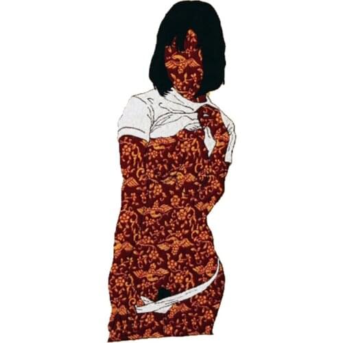 Sexy Girl Embroidery Patches Iron on for Clothing Japnese Elements Accessories Patch for Jacket Woman Halloween Applique Stripe