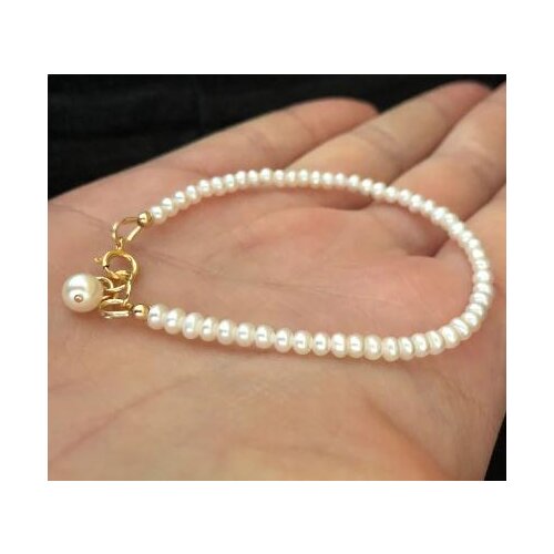 New Favorite Jewelry Genuine Real Pearl Charm Bracelet 925 Sterling Silver Gold Color Delicate Valentines Day Gift For Women