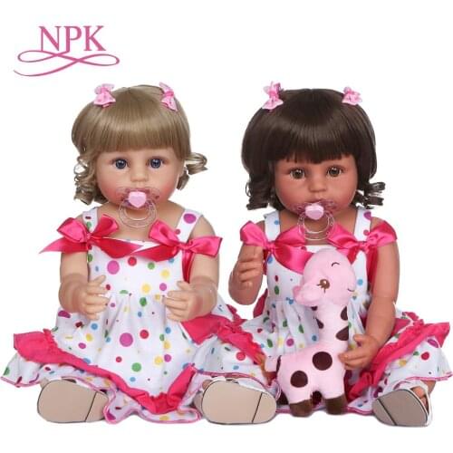NPK 55cm lifelike lovely girl doll full body silicone two skin colors bath toy dwaterproof water reborn baby girl