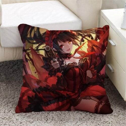 Anime DATE A LIVE Cartoon Tokisaki Kurumi Yatogami Tohka Two-sided Satin Printed Pillow Cover and Inner Pillow Case Decor Gifts