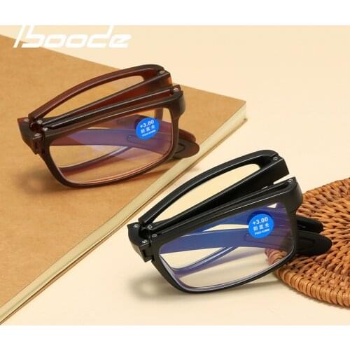 Iboode Foldable Anti Blue Light Reading glasses For Men Women Anti-Computer Ray Eyeglasses TR90 Frame With +1 1.5 2 2.5 3 3.5 +4