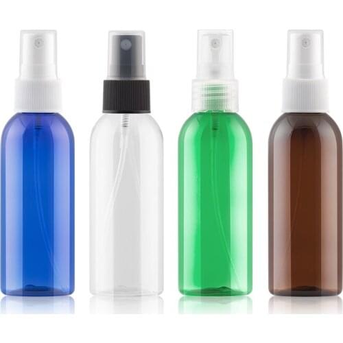 80ml 48pcs Clear/Blue/Brown/Green Plastic PET Bottle With white/black/transparent Spray Pump Perfume Travel Cosmetic Container
