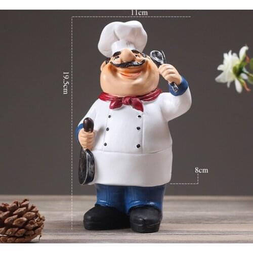 2pcs Resin Lifelike Kitchen Chef Statues Ornaments Kitchen Restaurant Cafe Decor