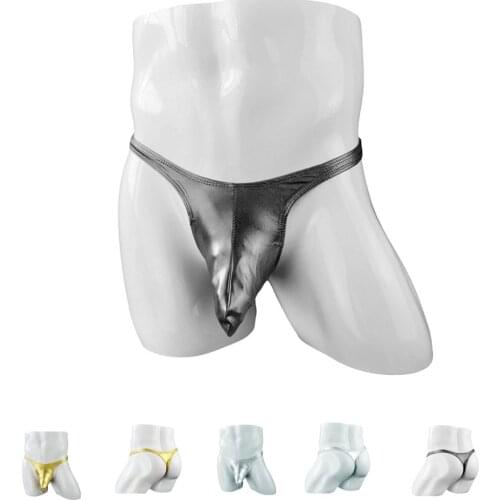 Sexy male three-dimensional cut underwear satin material thong and g-string transparent Pant with cock pouch ZJH153T