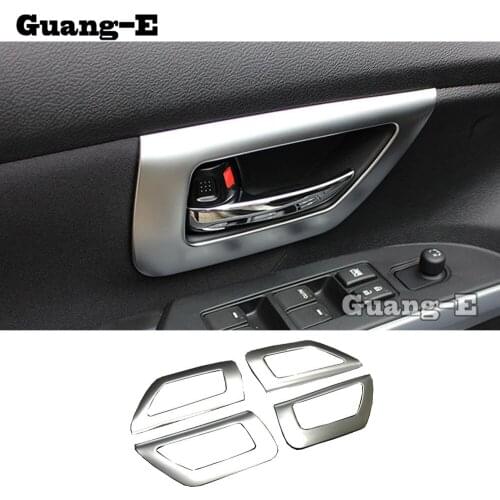 Car body Styling Stick Trims ABS Chrome Car Door Inner Built Handle Bowl 4pcs For Suzuki S-cross scross SX4 2014 2015 2016 2017