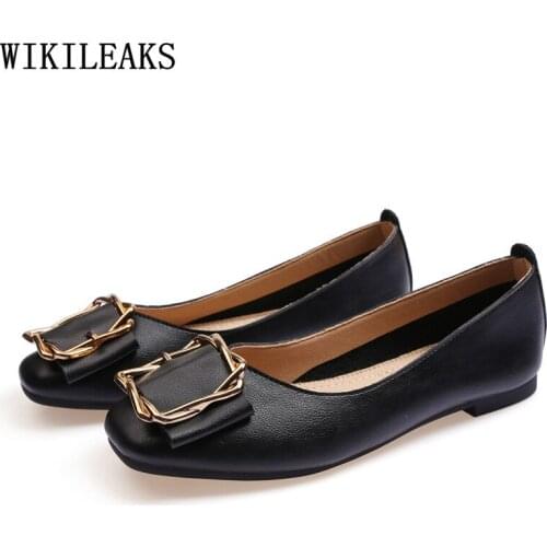 Slip on Shoes for Women 2021 Leather Casual Boat Shoes Square Toe Fashion Loafers Flats Shoes Women Zapatos De Mujer Chaussure