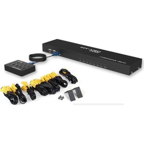 8 Port USB Manual KVM Switch, Multi-PCs VGA Controller, with Desktop Controller and cables 250MHz
