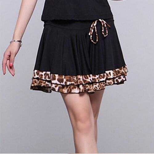 Stage Dance Female Adult Short Leopard Skirt Ballroom Chacha Dancewear Sexy Latin Skirts for Practice Performance Cloth YT001