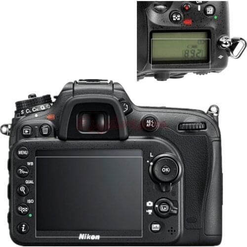 Protective Self-adhesive Glass Main LCD Display + Film Info Screen Protector Guard Cover for Nikon D7100 D7200