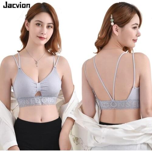 Jacvion One-Piece Push Up Sprot Bras Women Sexy Lace Bra Cotton Padded Soft Wire Free Brassiere Comfortable Female Tube Top