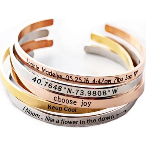 JUJIE New Custom Name 6mm Stainless Steel Bangles For Women 2021 Minimalist Adjustable Bracelets Jewelry Wholesale/Dropshipping