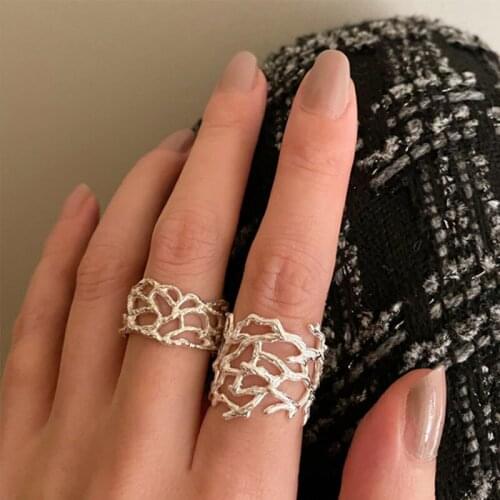 VENTFILLE925 Sterling Silver New Arrival Branch Braided Hollow Ring Female Fashion Retro Wide Unique Design ring