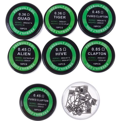 1Set Alloy Twisted Fused Hive Clapton Coils Premade Wrap Alien Mix Twisted Quad Tiger Heating Resistance Rda Coil Tool Parts