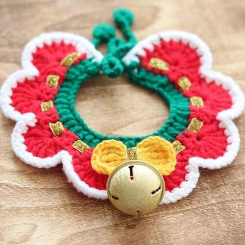 10pcs Cute Pet Knitting Wool Collar Cats Gogs Christmas New Year Spring Festival Collar Accessories Clothing Toys