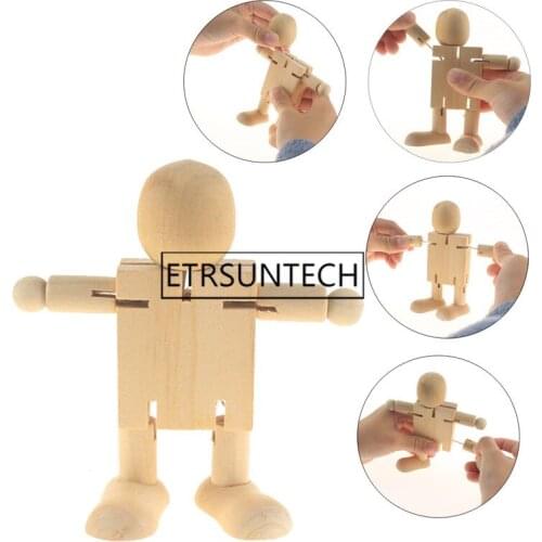 100pcs Peg Doll Limbs Movable Wooden Robot Toys Wood Doll DIY Handmade White Embryo Puppet for Childrens Painting