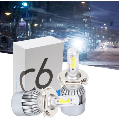 2X Car Headlights C6 H4 Hi-Lo 72W White IP65 Auto Front Bulb High Low Beam Automobile Head Lamp Fog Light Turn Signal Car Light