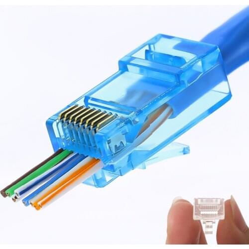 50/100pcs Rj45 Connector Cat5e Cat6 Connector Network Unshielded 8Pin modular utp rj45 plugs have hole HY1525