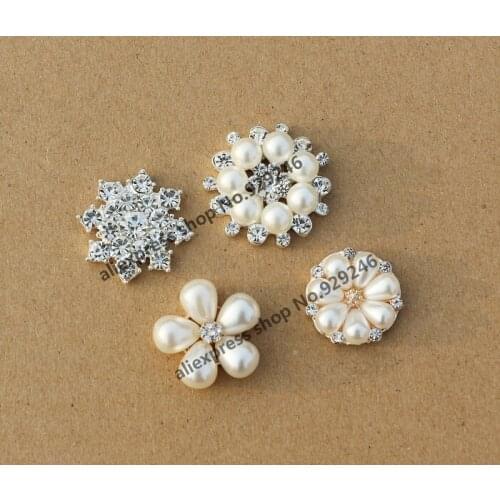 50pcs/lot wholes ale rhinestone pearl applique with flowers flatback glue-on garment shoes bag wedding invitation embellishments