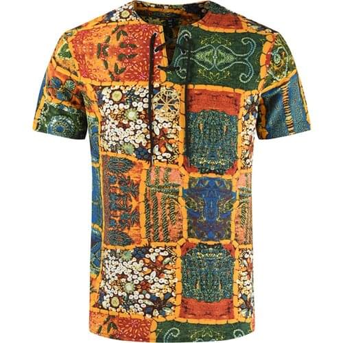 62# Mens Summer Oversized T Shirt Slim Casual Cotton-linen Printed Short Sleeve T-shirt Top Harajuku Cross O Neck T Shirt Tees