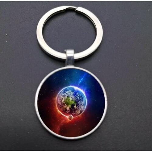 Ice Mars ball alloy keychain under the galaxy