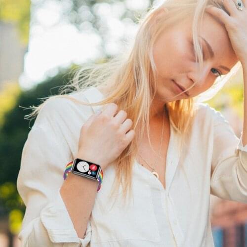 Quick Release Leather Watch Band, For -Huawei Watch Fit Three-Ring Canvas Nylon Strap